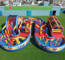 CR2-761 Pista de Obstáculos Inflável Gigante com Tema do Superman Corrida Desafiadora