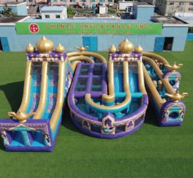 CR2-775 Pista de Obstáculos Inflável Gigante com Tema Aladdin Corrida Desafiadora