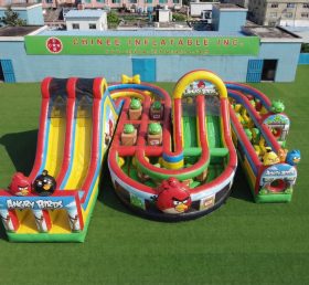 CR2-776 Pista de Obstáculos Inflável Gigante com Tema Angry Birds Corrida Desafiante