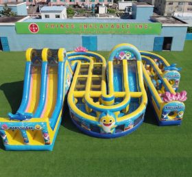 CR2-779 Curso de Obstáculos Gigante Inflável Tema Baby Shark Corrida Desafiadora