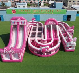 CR2-780 Percurso de Obstáculos Inflável Gigante com Tema Barbie Desafio de Corrida