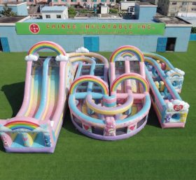 CR2-787 Curso de Obstáculos Inflável Gigante com Tema Care Bears Corrida Desafiadora