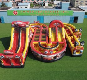 CR2-788 Pista de Obstáculos Inflável Gigante com Tema de Carros Desafio Radical