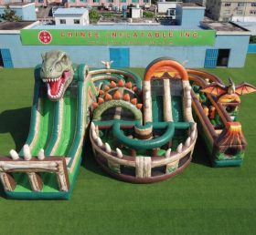 CR2-790 Pista de Obstáculos Inflável Gigante com Tema de Dinossauro Corrida Desafiadora