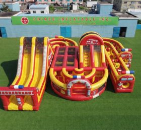 CR2-796 Pista de Obstáculos Inflável Gigante com Tema de Caminhão de Bombeiros Corrida Desafiadora