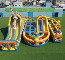 CR2-807 Tema Looney Tunes Mega Pista de Obstáculos Inflável Corrida Desafiadora