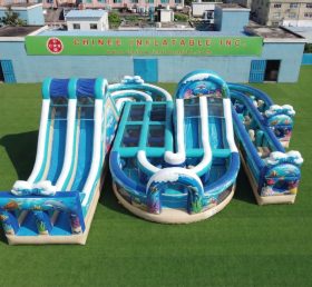 CR2-817 Curso de Obstáculos Gigante Inflável com Tema Oceano Corrida Desafiadora
