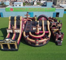 CR2-823 Pista de Obstáculos Inflável Gigante com Tema de Piratas Corrida Desafiante