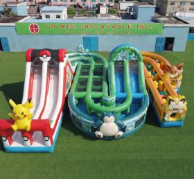 CR2-824 Curso de Obstáculos Inflável Gigante com Tema Pokémon Corrida Desafiadora