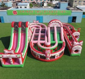 CR2-837 Curso de Obstáculos Inflável Gigante com Tema Moranguinho Corrida Desafiadora