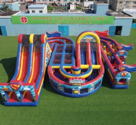 CR2-838 Pista de Obstáculos Inflável Gigante com Tema de Super-herói Corrida Desafiadora