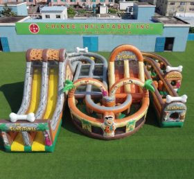 CR2-842 Pista de Obstáculos Gigante Inflável com Tema dos Flintstones Corrida Desafiadora