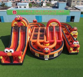 CR2-848 Tema Tickle Me Elmo Gigante Pista de Obstáculos Inflável Corrida Desafiadora