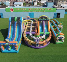 CR2-854 Curso de Obstáculos Inflável Gigante com Tema Zootopia Corrida Desafiadora