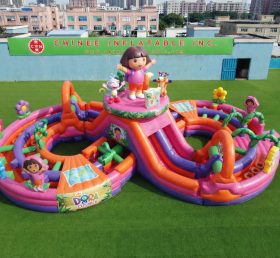 CR2-944 Pista de Obstáculos Inflável Gigante com Tema da Dora Corrida Desafiadora