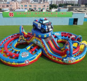 CR2-960 Curso de Obstáculos Inflável Gigante com Tema Patrulha Canina Corrida Desafiadora