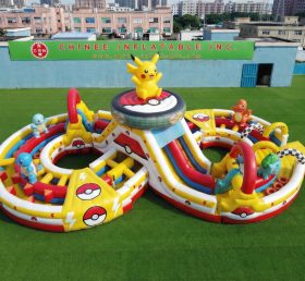 CR2-964 Pista de Obstáculos Inflável Gigante Tema Pokémon Corrida Desafiadora