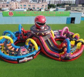 CR2-966 Power Rangers Tema Gigante Circuito Inflável de Obstáculos Corrida Desafiadora