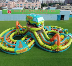 CR2-968 Pista de Obstáculos Inflável Gigante com Tema Scooby-Doo Corrida Desafiadora