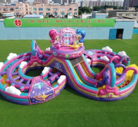 CR2-969 Tema Shimmer & Shine Gigante Pista de Obstáculos Inflável Corrida Desafiadora