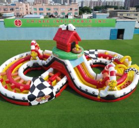 CR2-971 Curso de Obstáculos Inflável Gigante com Tema Snoopy Corrida Desafiadora