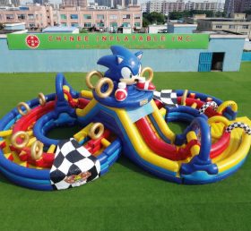 CR2-972 Tema Sonic Gigante Curso de Obstáculos Inflável Corrida Desafiadora