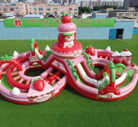 CR2-976 Curso de Obstáculos Inflável Gigante com Tema Moranguinho Corrida Desafiadora