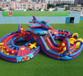 CR2-978 Tema Superman Gigante Curso de Obstáculos Inflável Corrida Desafiadora
