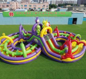 CR2-979 Pista de Obstáculos Inflável Gigante com Tema dos Teletubbies Corrida Desafiante