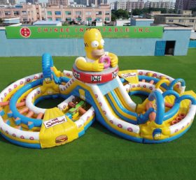 CR2-982 Tema Os Simpsons Gigante Pista de Obstáculos Inflável Corrida Desafiadora
