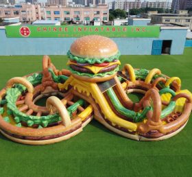 CR2-989 Tema de Hambúrguer Gigante Curso de Obstáculos Inflável Corrida Desafiadora