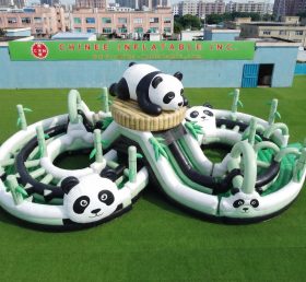 CR2-991 Curso de Obstáculos Inflável Gigante com Tema de Panda Corrida Desafiadora