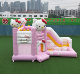 T2-8799 Castelo Inflável Temático Hello Kitty com Escorregador e Piscina