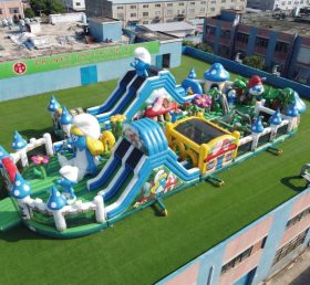 GF3-1045 Parque Infantil Inflável com Tema dos Smurfs