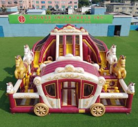 GF3-757 Playground Inflável com Tema de Carroagem de Cavalo