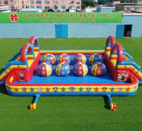 T11-4751Q Curso de Obstáculos Inflável de Bolas Gigantes Duplas com Tema Patrulha Canina