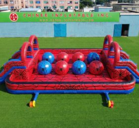 T11-4751T Curso de Obstáculos Inflável de Bolas Gigantes Duplas com Tema do Homem-Aranha