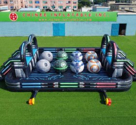 T11-4751U Curso de Obstáculos Inflável Duplo Wipeout de Bolas Grandes com Tema Star Wars