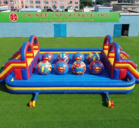 T11-4751V Pista de Obstáculos Inflável Superman com Duplas Bolas Gigantes Wipeout