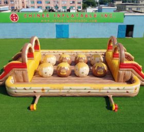 T11-4751Z Curso de Obstáculos de Bolas Gigantes Duplas Inflável com Tema do Winnie The Pooh