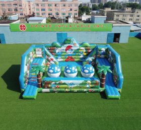 T11-4750P Curso de Obstáculos de Bolas Gigantes Inflável com Tema dos Smurfs