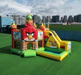 T2-8770 Castelo Insuflável com Tema Angry Birds com Escorrega e Piscina