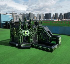 T2-8776 Castelo Insuflável Tema Ben 10 com Escorrega e Piscina