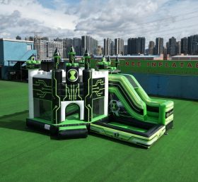 T2-8777 Castelo Inflável Temático Ben 10 com Escorregador e Piscina