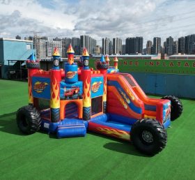 T2-8779 Castelo Insuflável Tema Blaze Monster com Escorrega e Piscina