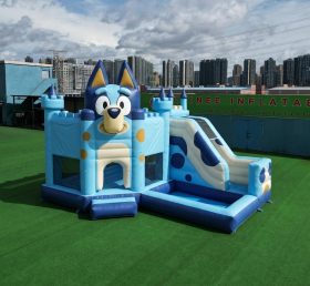 T2-8782 Castelo Inflável Tema Bluey com Escorregador e Piscina