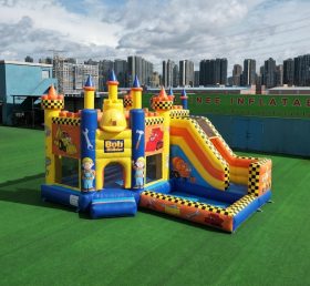 T2-8783 Castelo Insuflável Temático Bob o Construtor com Escorrega e Piscina