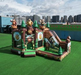 T2-8785 Castelo Pula-Pula Tema Boonie Bears com Escorregador e Piscina