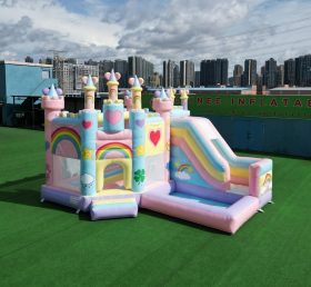 T2-8786 Castelo Inflável dos Ursinhos Carinhosos com Escorregador e Piscina