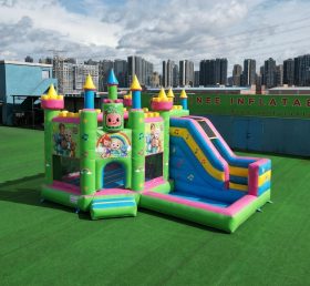 T2-8788 Castelo Insuflável Tema Cocomelon com Escorrega e Piscina